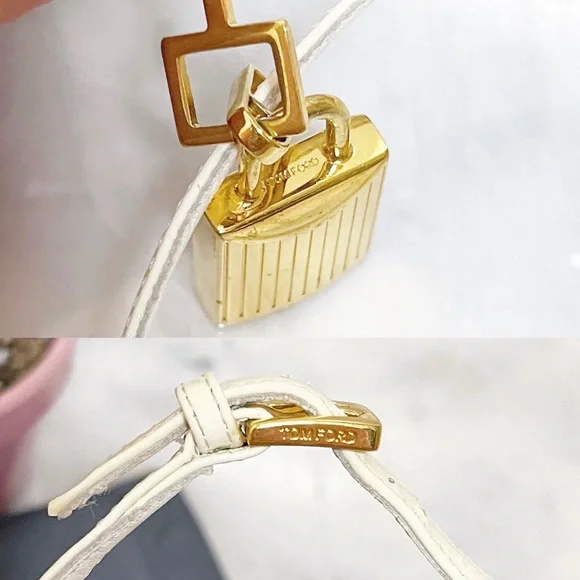 Authentic Tom Ford Patent Ivory & Gold Padlock Anklet / Ankle Bracelet
